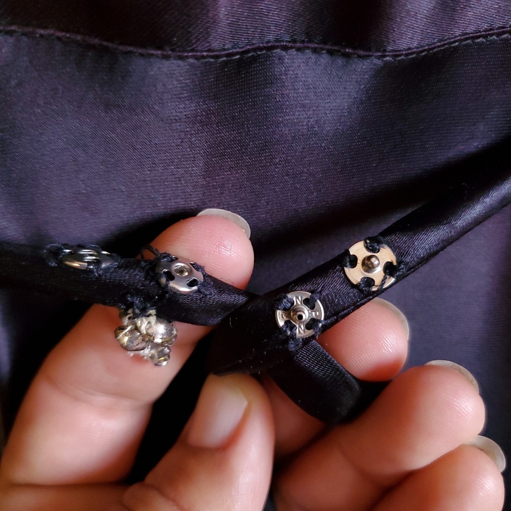 Vintage 30s Inky Black Satin Gown - Picture 11 of 13
